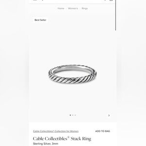 David Yurman cable collection ring 10